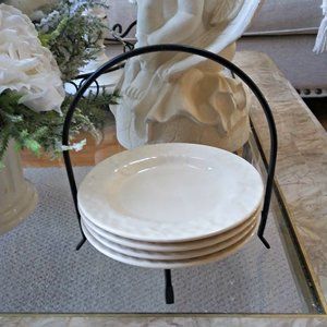 FARMHOUSE SET Of 4 TIDBIT Plates W/Carrier